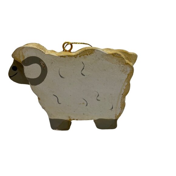 Handmade Wooden Sheep Ornament With Golden String A587 - Picture 1 of 3